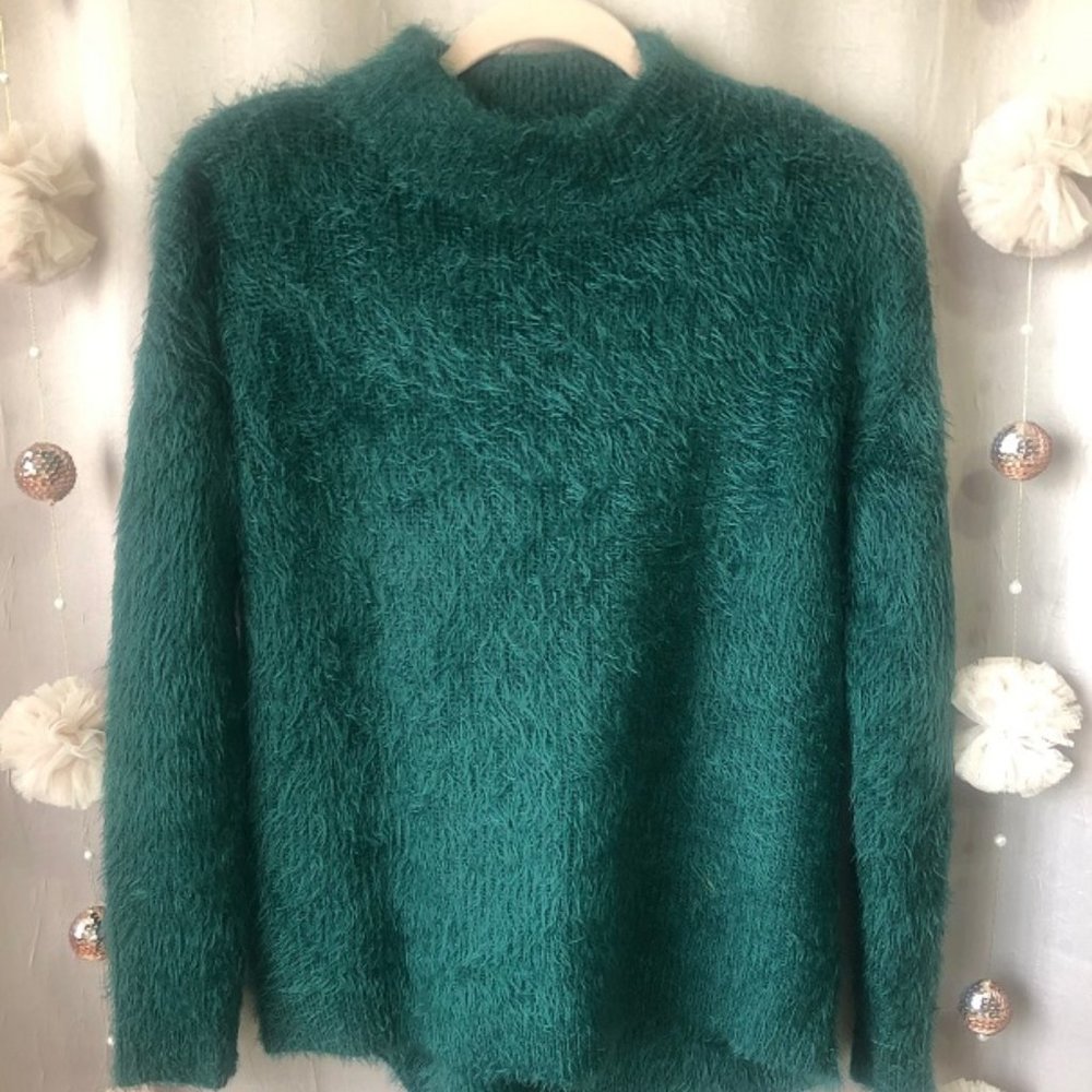Super soft emerald green fuzzy sweater